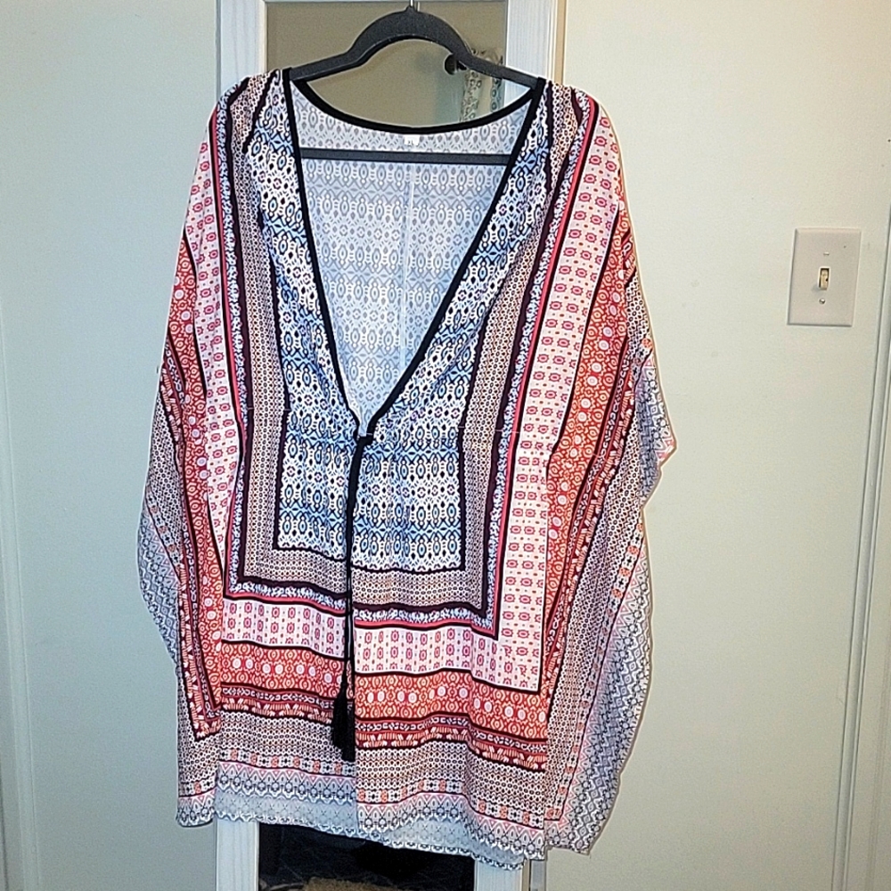 Swimsuit cover up. XL. Rayon type material. Drawstring waist.